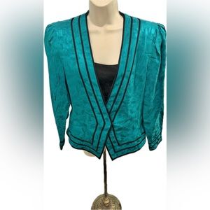 Vintage‎ Adrianna Papell 100% Silk Women’s Size 12 Shoulder Pads Blue